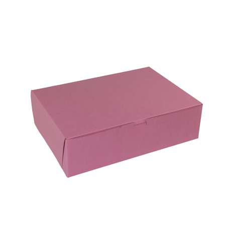 BOXIT Boxit 14"x10"x4" Strawberry Pink 1 Piece Bakery Cornerlock Box, PK100 14104B-195